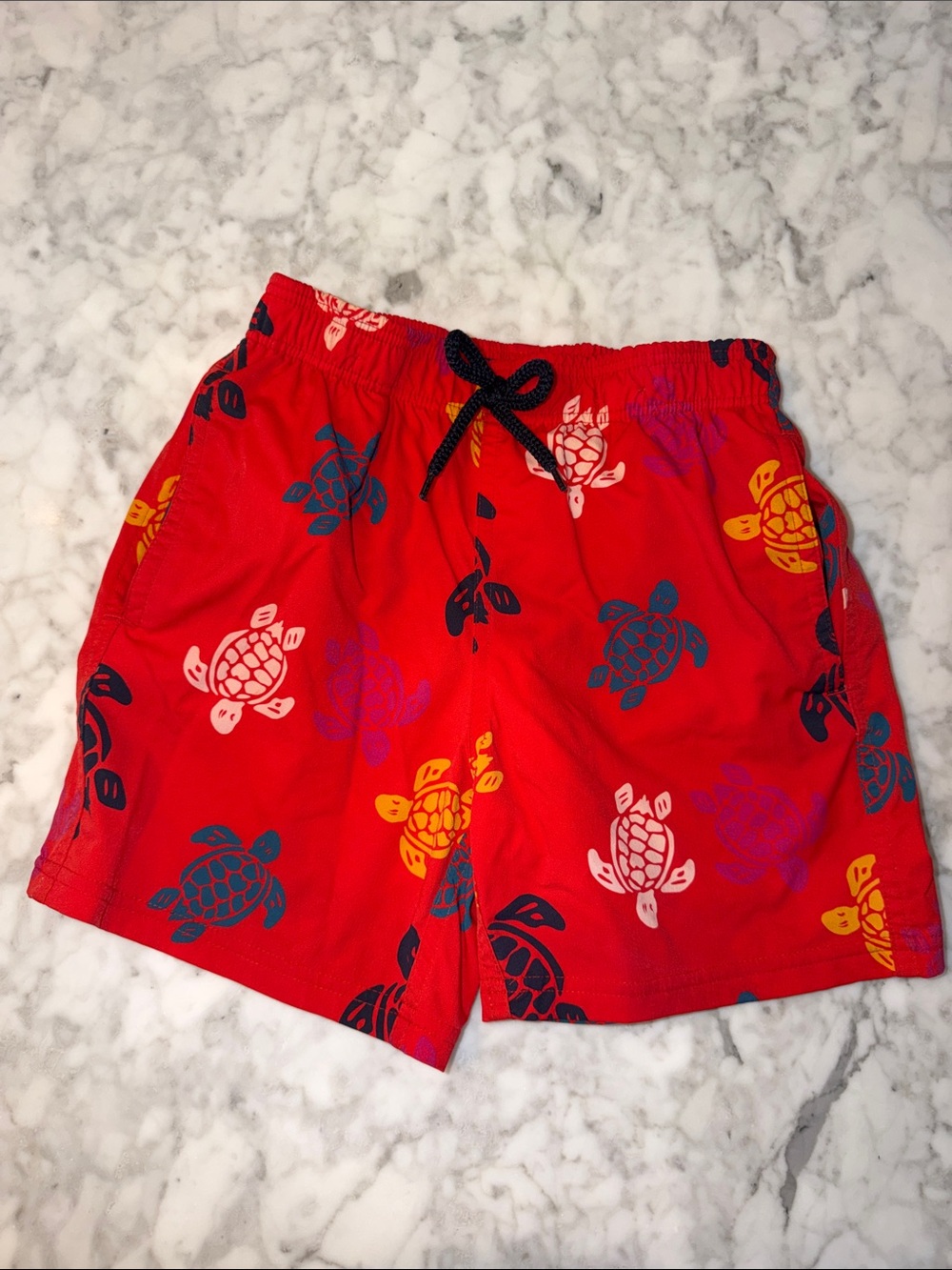 Vilebrequin Red Turtle Print Swim Trunks 8Y